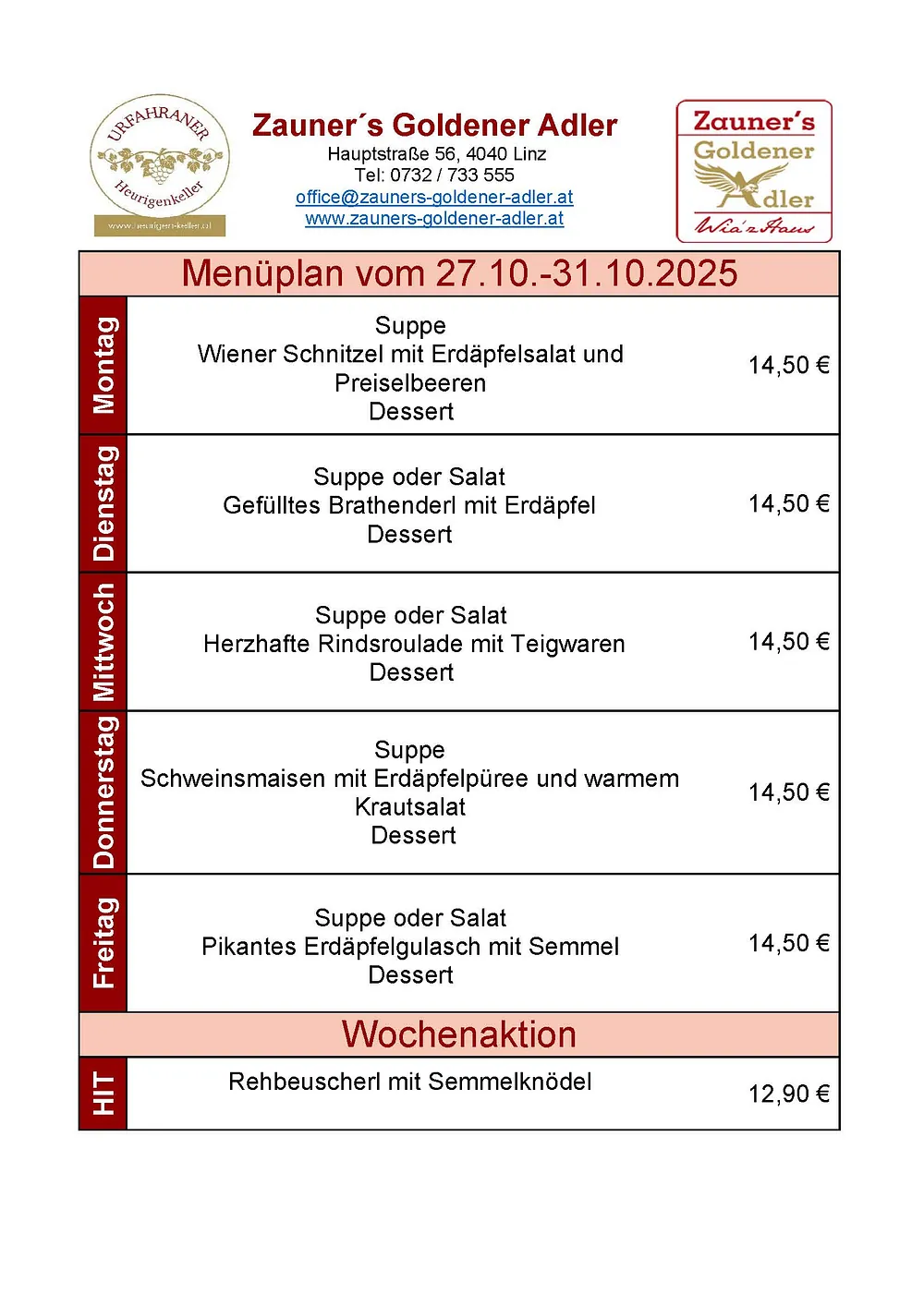 Mittagsmenü
