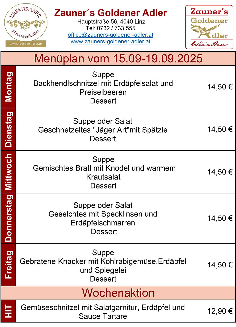 Mittagsmenü