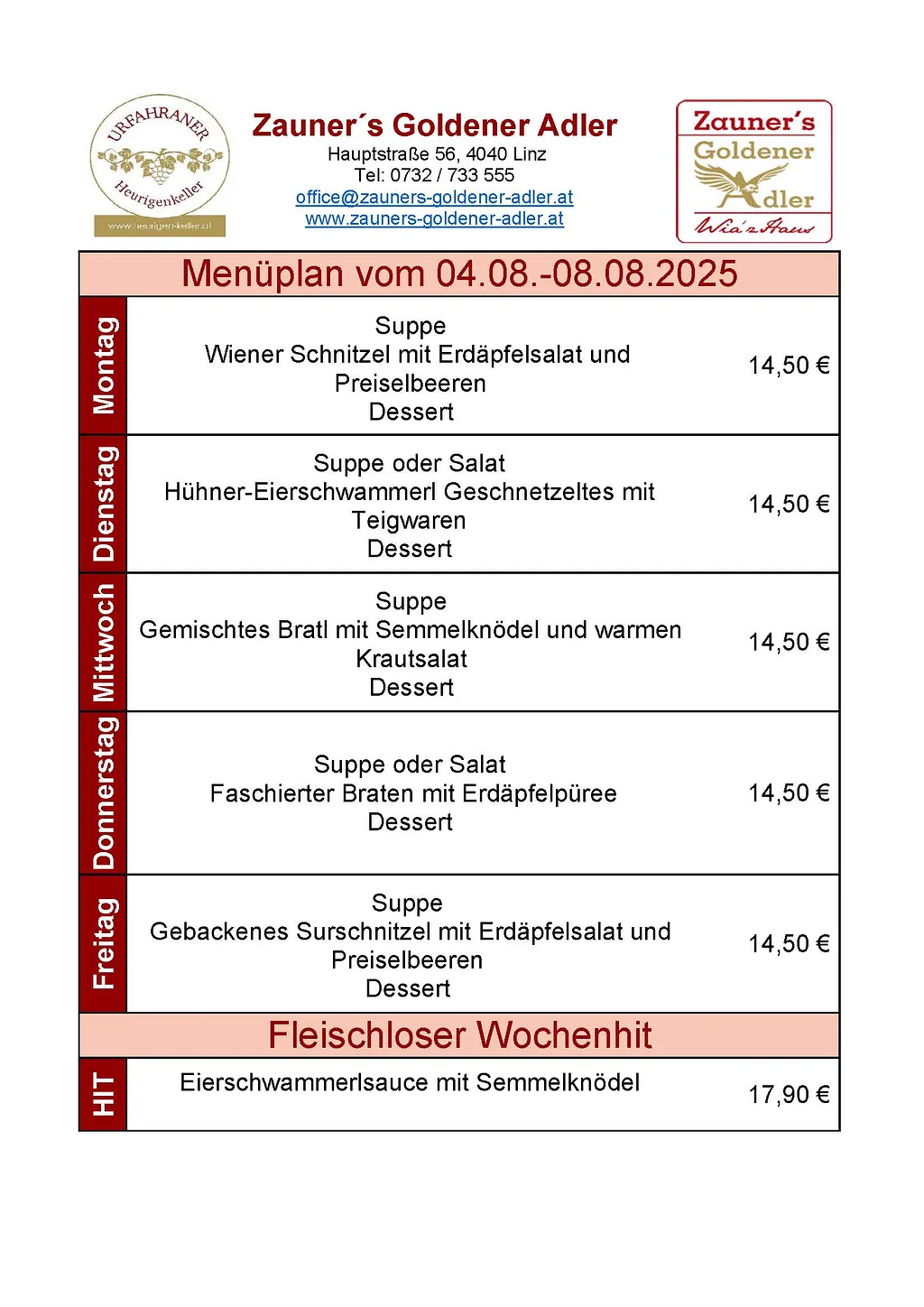 Mittagsmenü